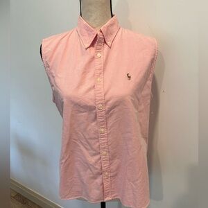 Ralph Lauren Sport  Lt Pink Sleeveless Shirt Top Blouse Womens Size L